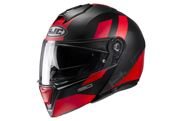 Capacete Moto HJC i90 Articulado Syrex Preto e Vermelho